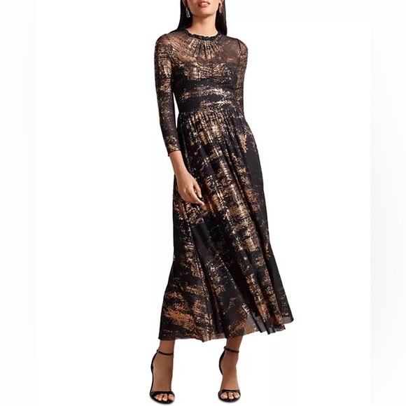 Ted Baker Dresses & Skirts - Ted Baker Iggiey Metallic Burnout Midi Dress